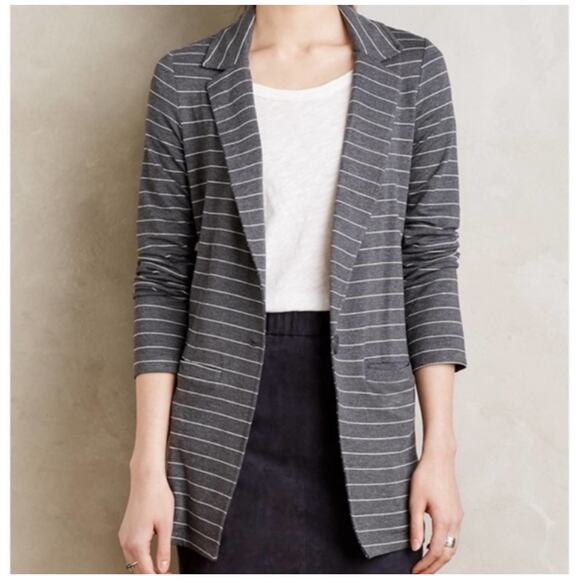 Anthropologie Dolan Left Coast Women's Blazer Jacket Grey White Stripe Small - Picture 1 of 6
